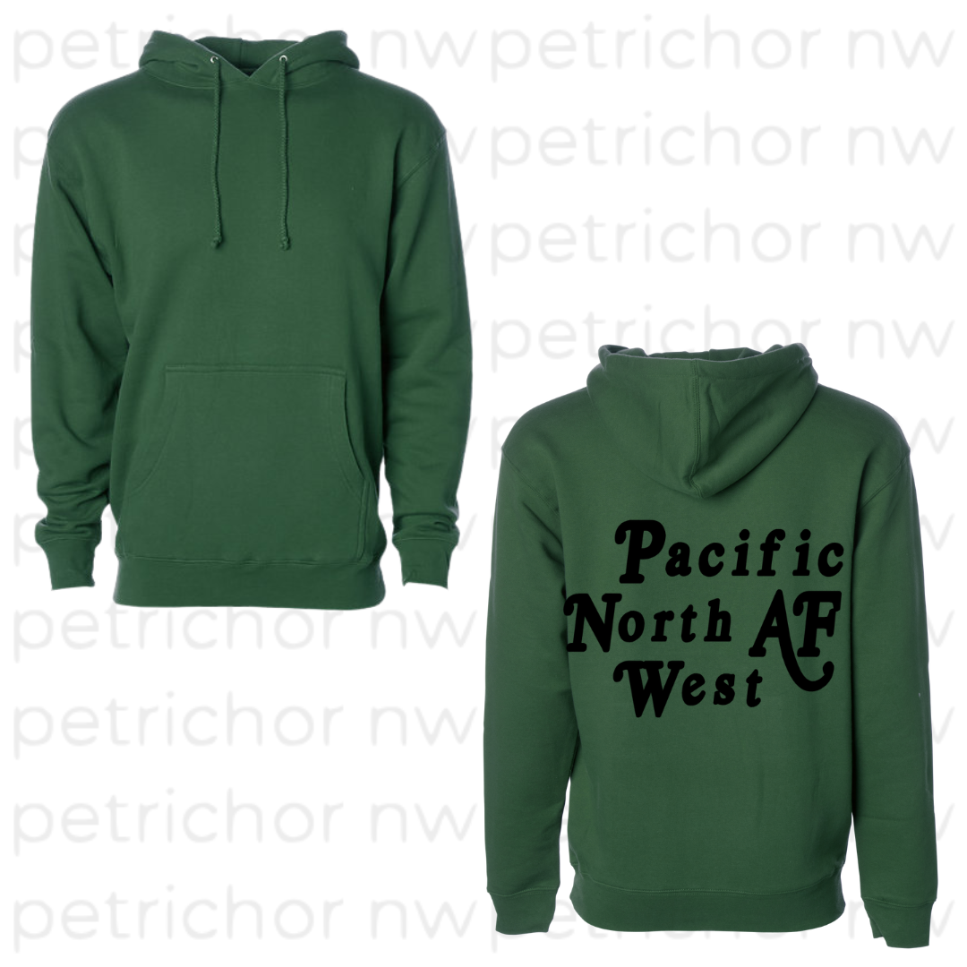 PNW AF Hoodie BLACK Graphic - Core Collection