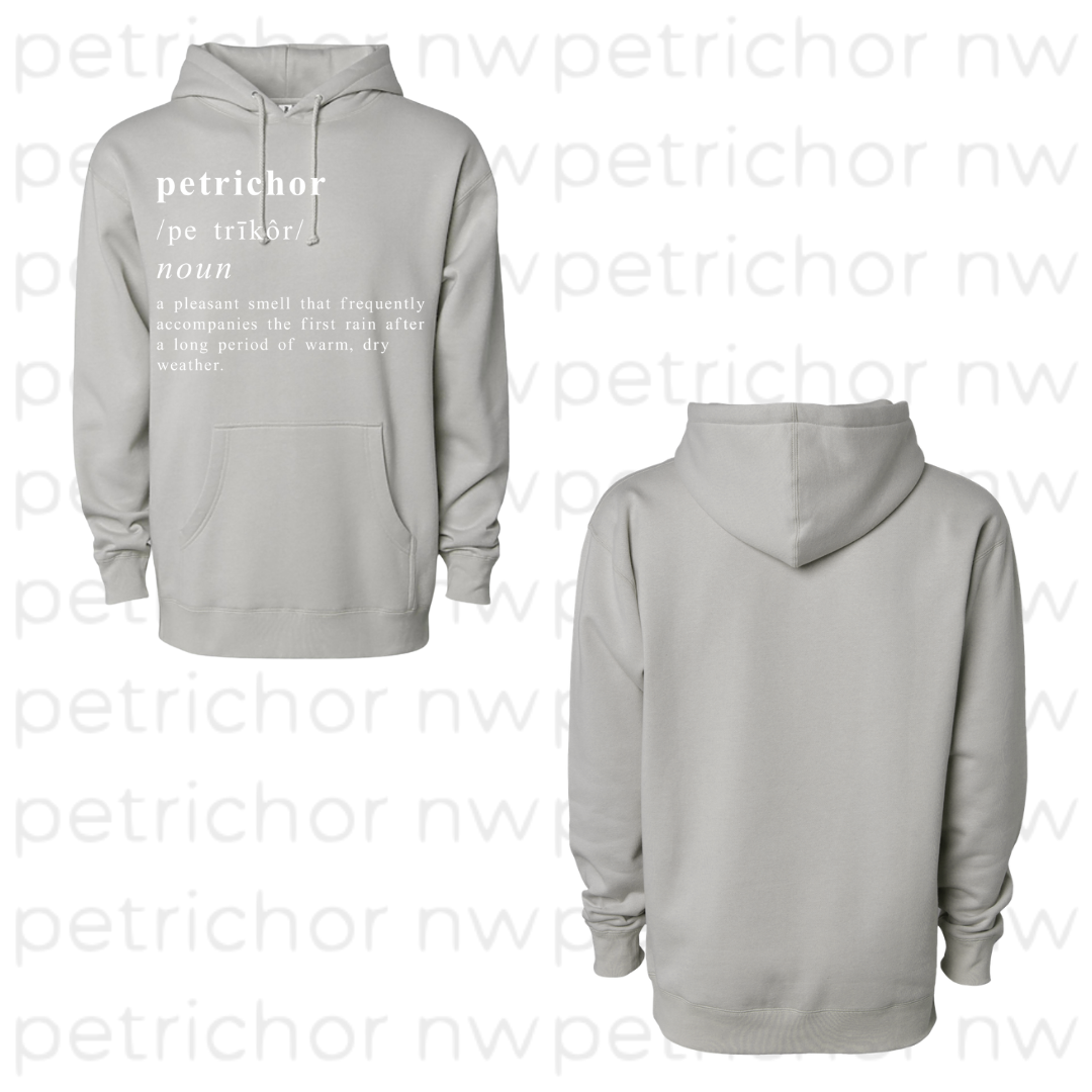 Petrichor Definition Hoodie WHITE Graphic - Core Collection