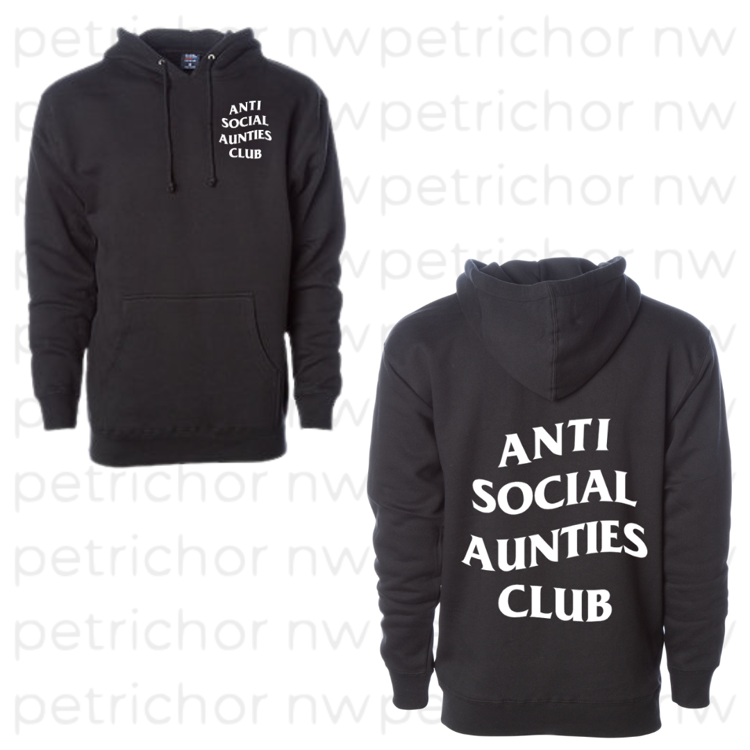 Anti Social Aunties Club Hoodie (White Print)