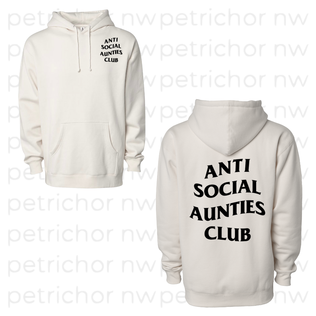 Anti Social Aunties Club Hoodie (Black Print)