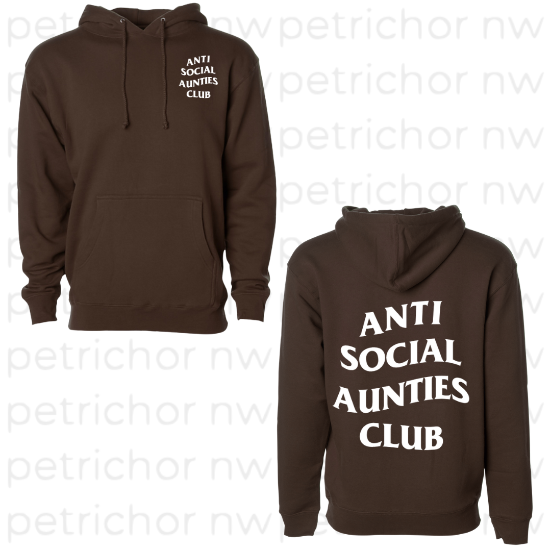 Anti Social Aunties Club Hoodie (White Print)