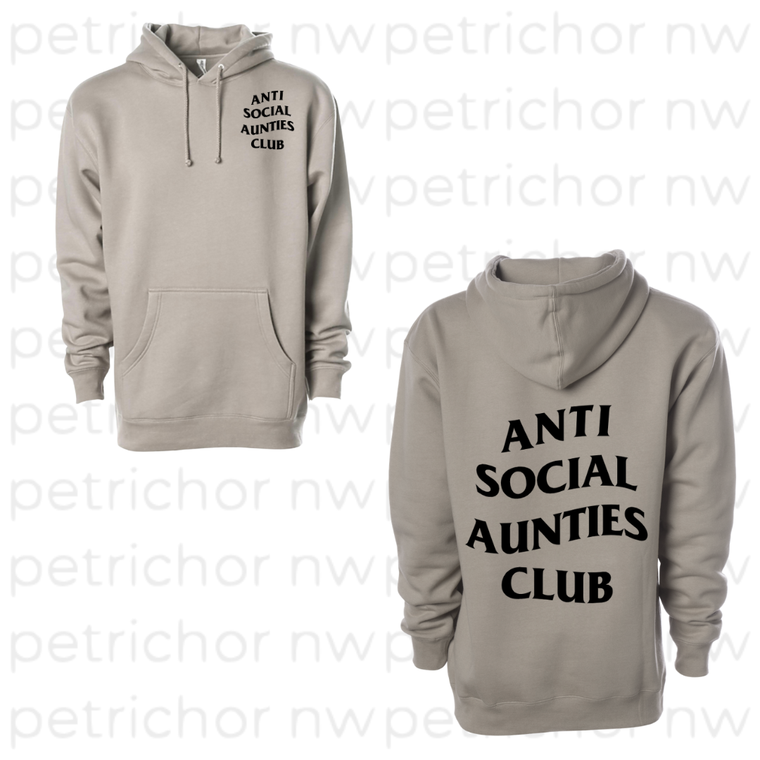 Anti Social Aunties Club Hoodie (Black Print)