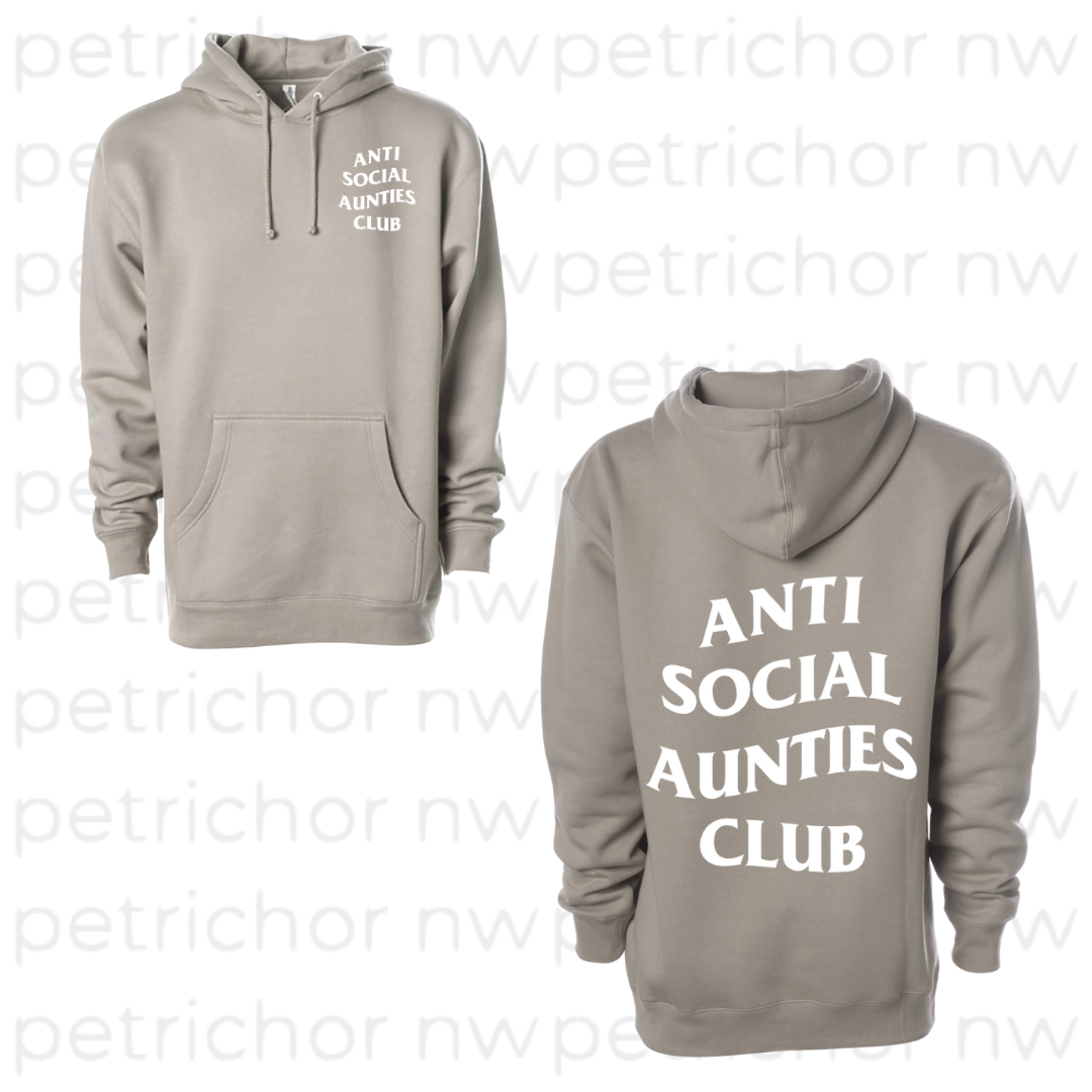 Anti Social Aunties Club Hoodie (White Print)