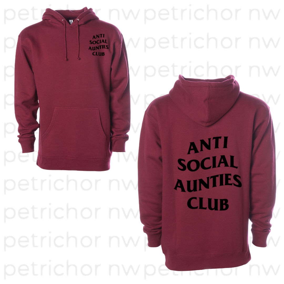 Anti Social Aunties Club Hoodie (Black Print)