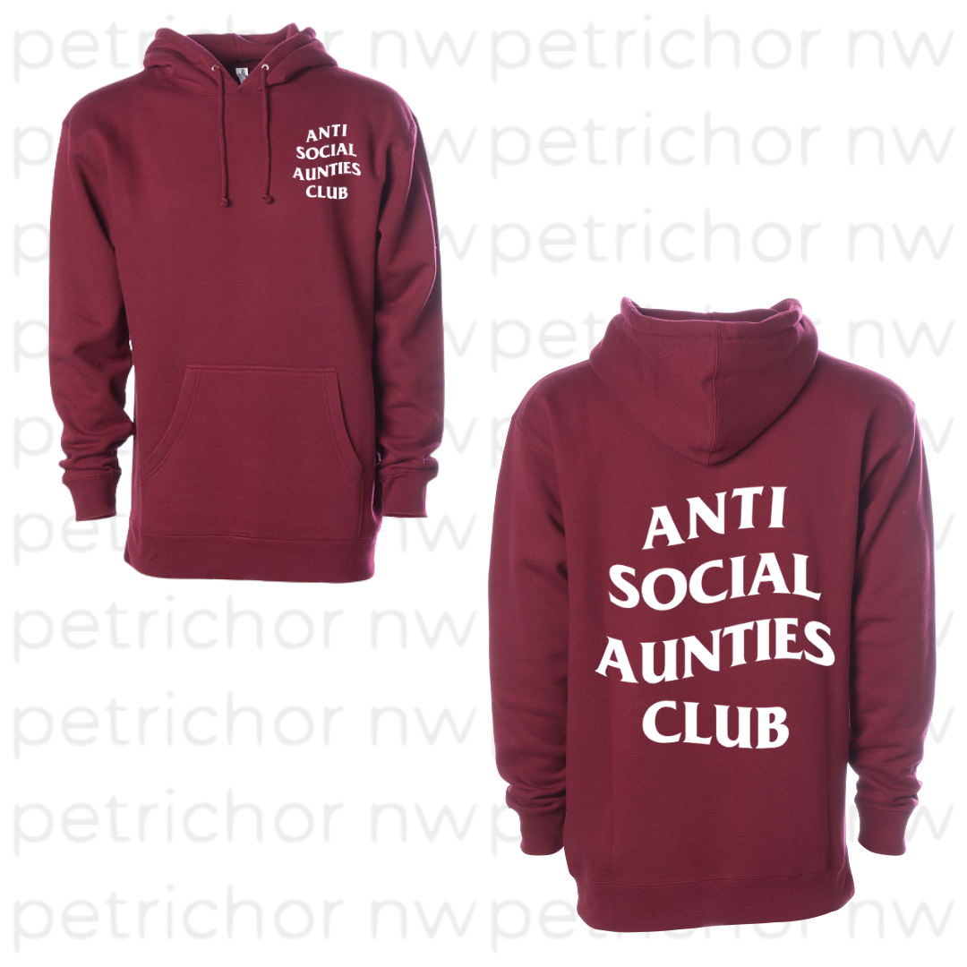 Anti Social Aunties Club Hoodie (White Print)