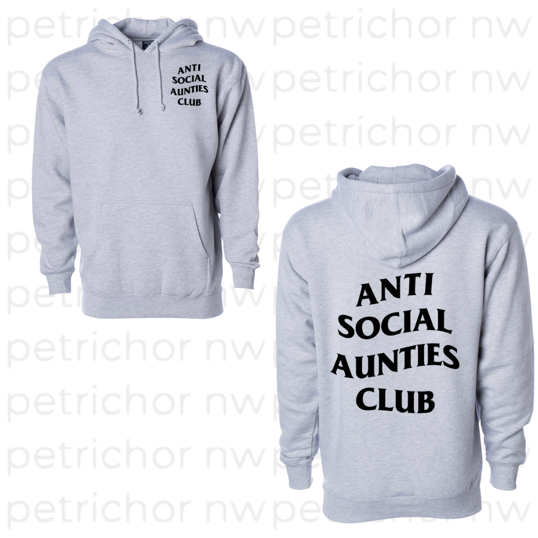 Anti Social Aunties Club Hoodie (Black Print)