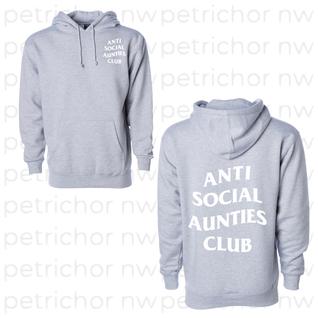 Anti Social Aunties Club Hoodie (White Print)