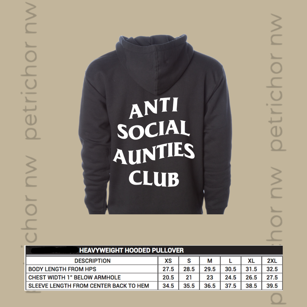 Anti Social Aunties Club Hoodie (White Print)