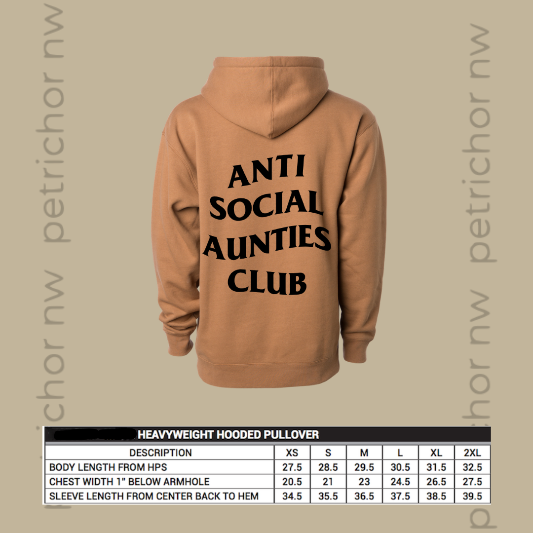 Anti Social Aunties Club Hoodie (Black Print)