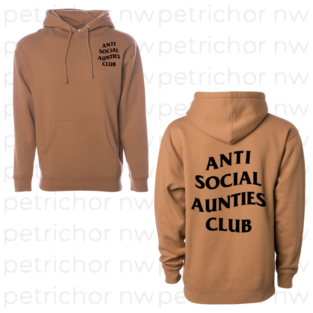 Anti Social Aunties Club Hoodie (Black Print)