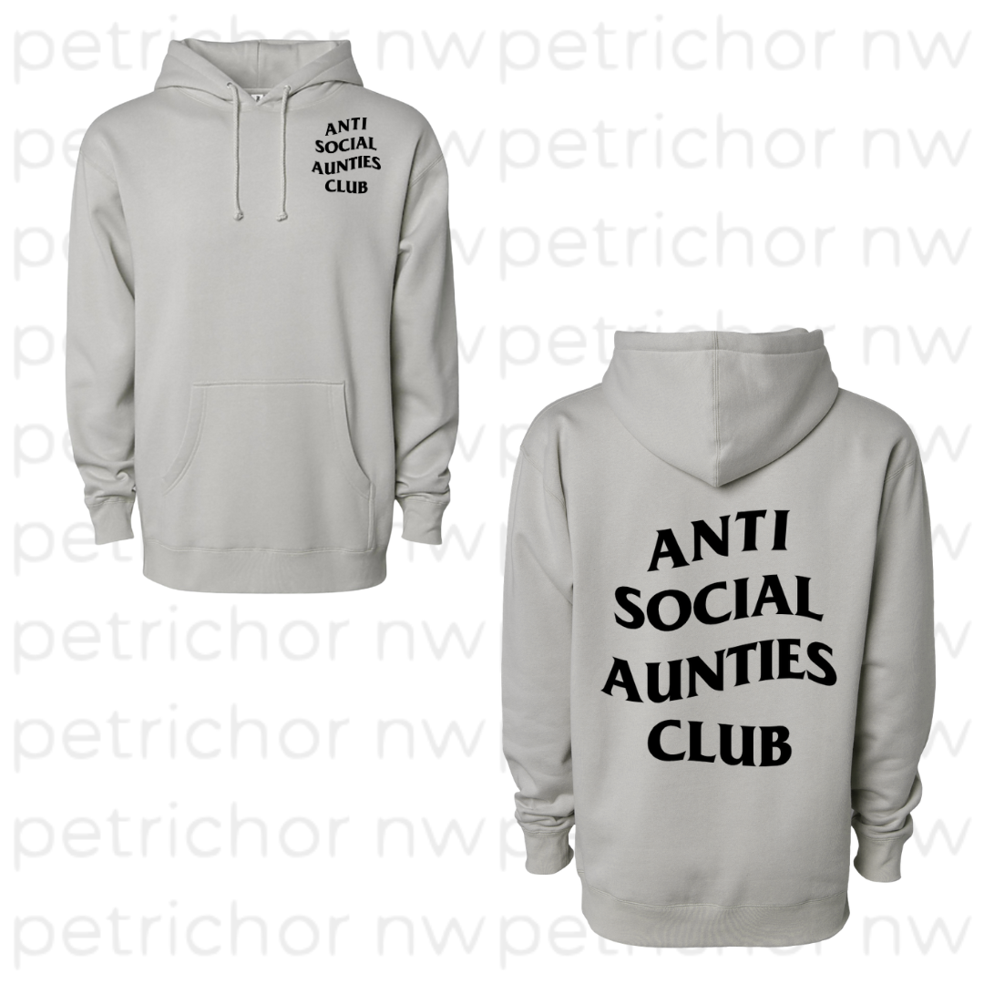 Anti Social Aunties Club Hoodie (Black Print)