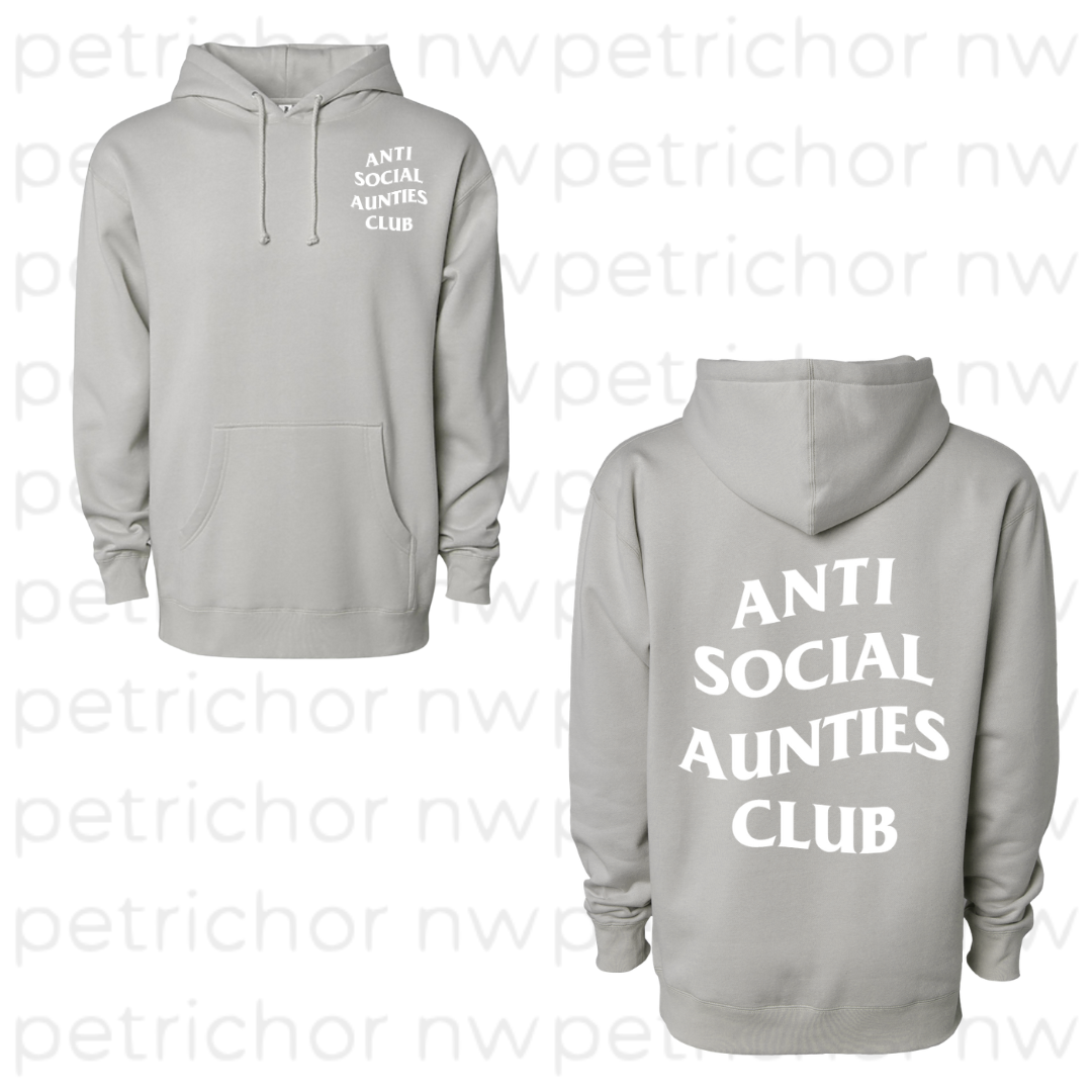 Anti Social Aunties Club Hoodie (White Print)