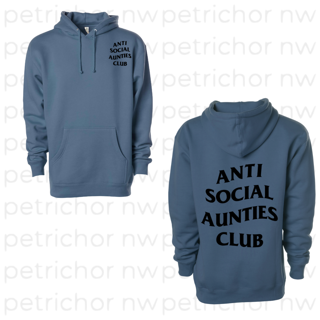 Anti Social Aunties Club Hoodie (Black Print)