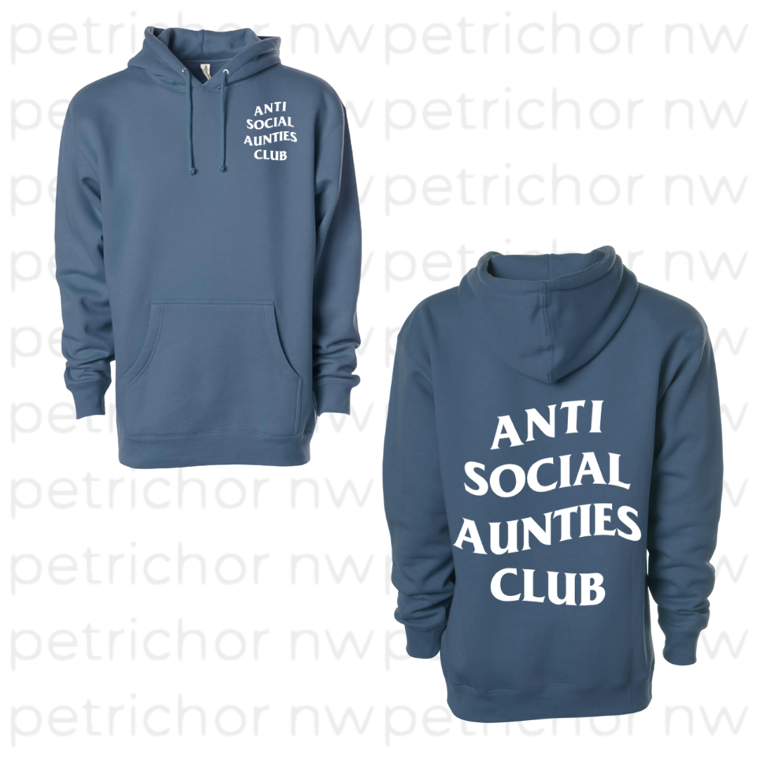 Anti Social Aunties Club Hoodie (White Print)